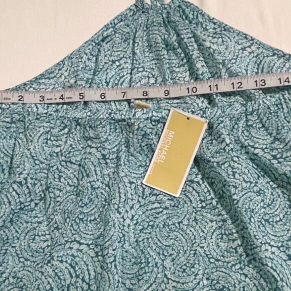 Michael Kors Halter Top Shibori Printed Turquoise Large Petite - Picture 9 of 11